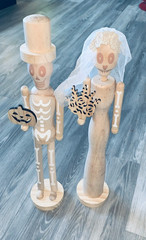 Make Market Skeleton Nutcracker Bride Groom Wood 21 IN DIY NWT $50