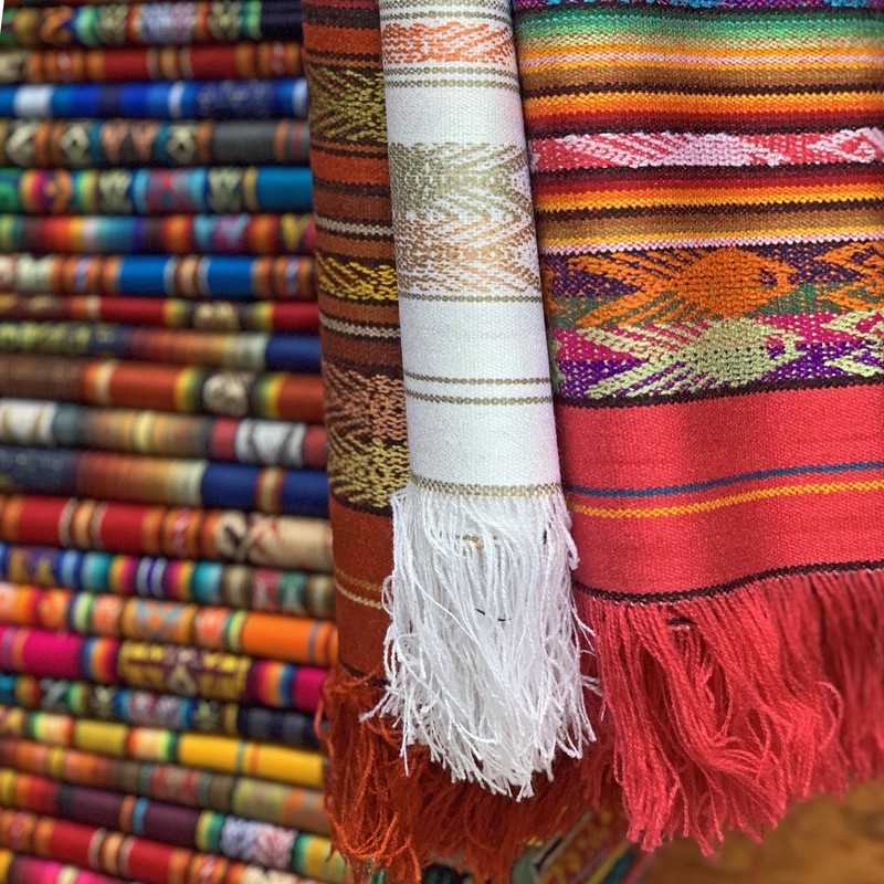 TABLECLOTH RECTANGLE COTTON THROW HANDMADE OTAVALO ANDEAN INCA 60"x80" 6-8 SEATS gallery