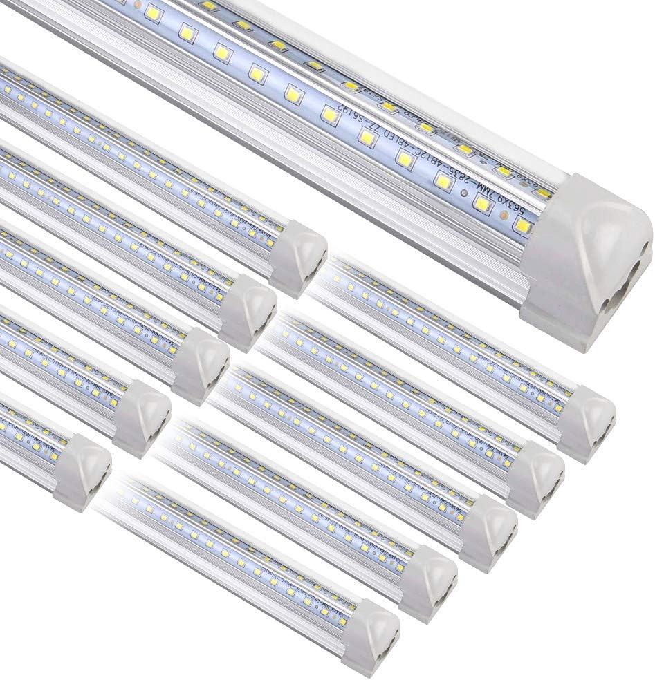 8FT LED Shop Light Fixture, White 10 Pack T8 Integrated Tube Lights, 72W 9500LM gallery