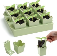 Seed Starter Tray, Extra-Thick Reusable Germination Kit,9 Deep 2.3 in Cells