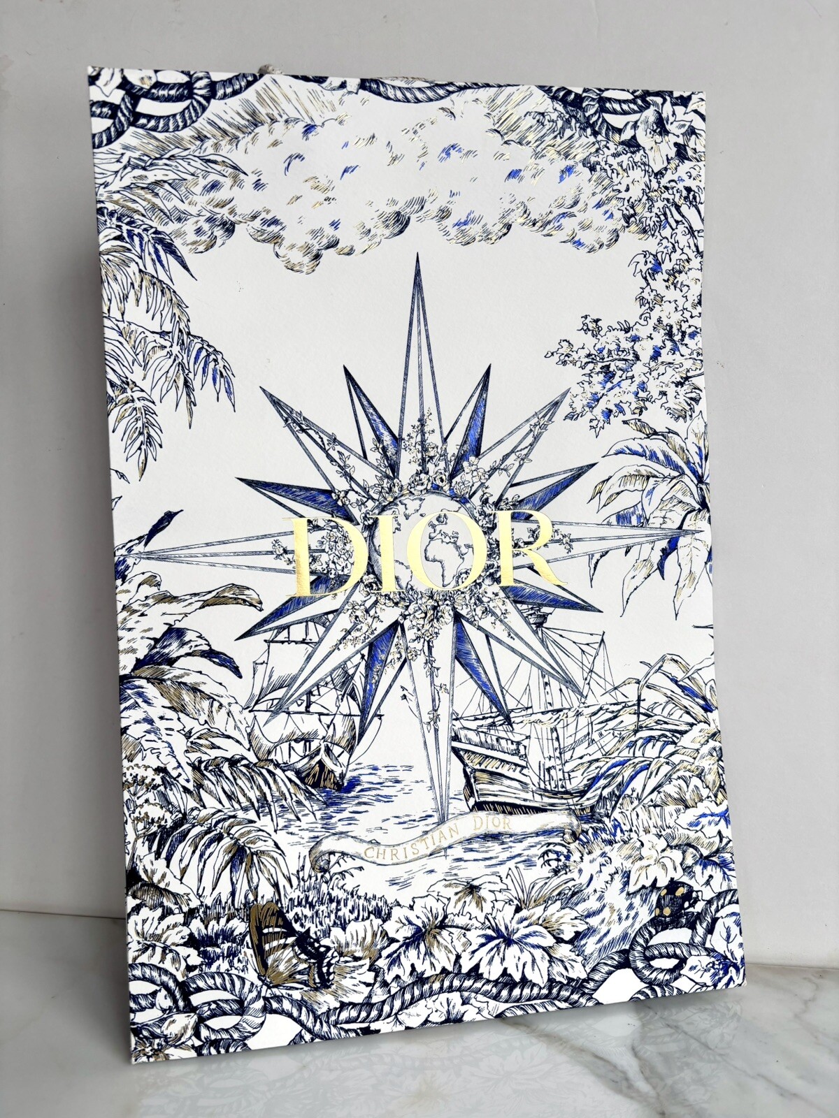 BRAND NEW RARE Authentic Dior 2022 Holiday Nautical Toile Gift Bag 15x 10 x5 In gallery