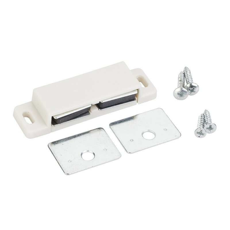 ONE-15 lb. White Double Magnetic Catch with Zinc Strike and Screws gallery