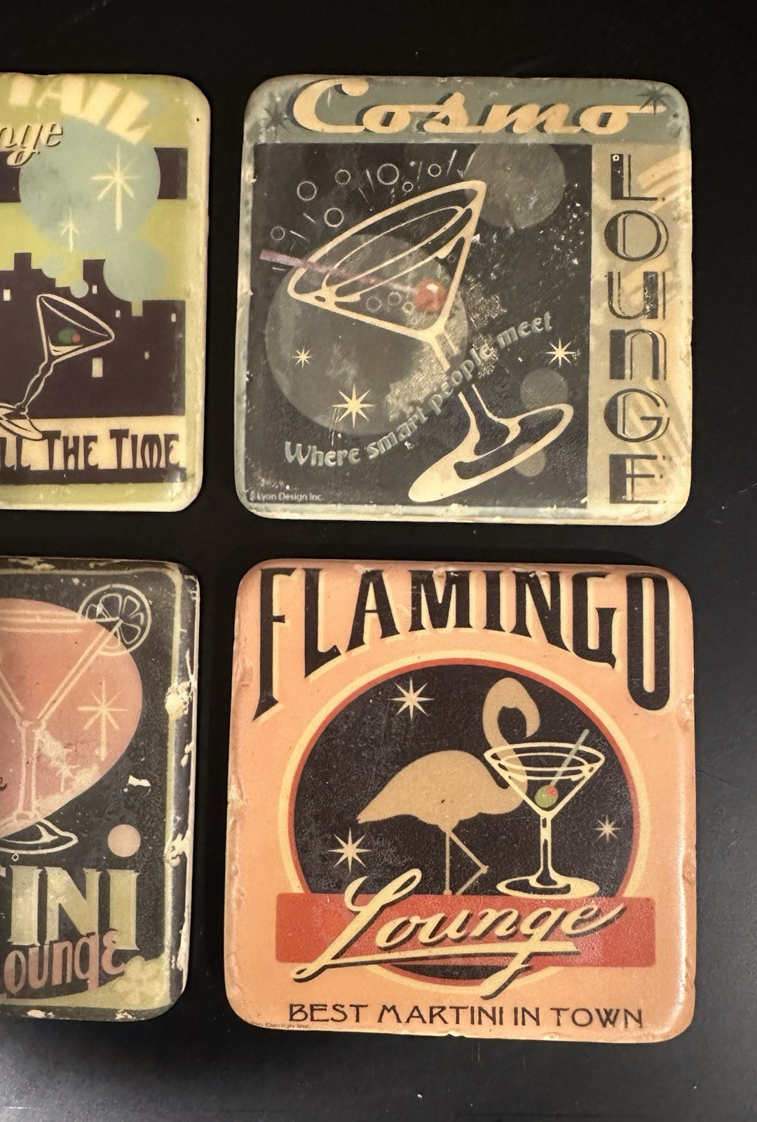 Fun Retro Cocktail Lounge Drink Coasters (4) Stone-Like with Cork Bottom gallery