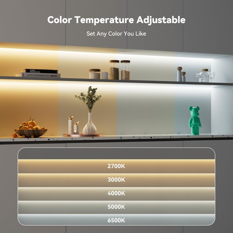 Cob Led Strip Light White Cct Tunable 32.8ft/10mullisted 6400leds Dimmable 2700k gallery