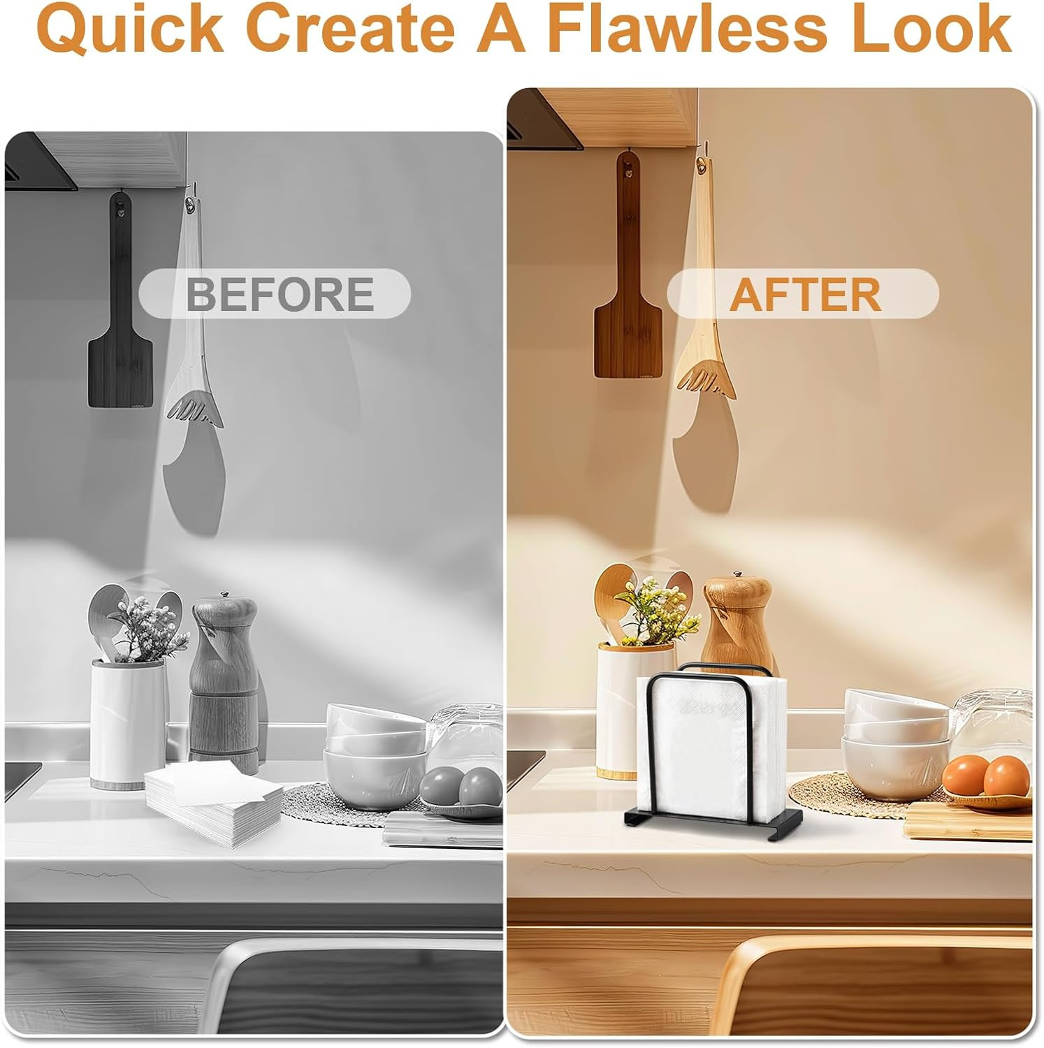 Modern Metal Napkin Holder Standing Paper Napkin Storage for Kitchen Dining Tabl gallery