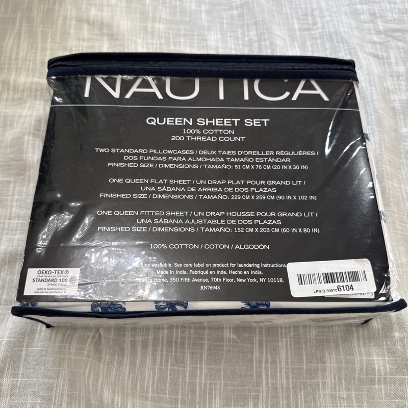 Nautica - Queen Sheets, Cotton Percale Bedding Set, Crisp & Cool, Coastal Hom... gallery