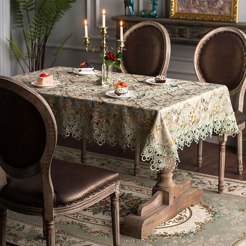 Rustic Lace Tablecloths Rectangle Square Hollow Home Coffee TV Night Table Cover gallery