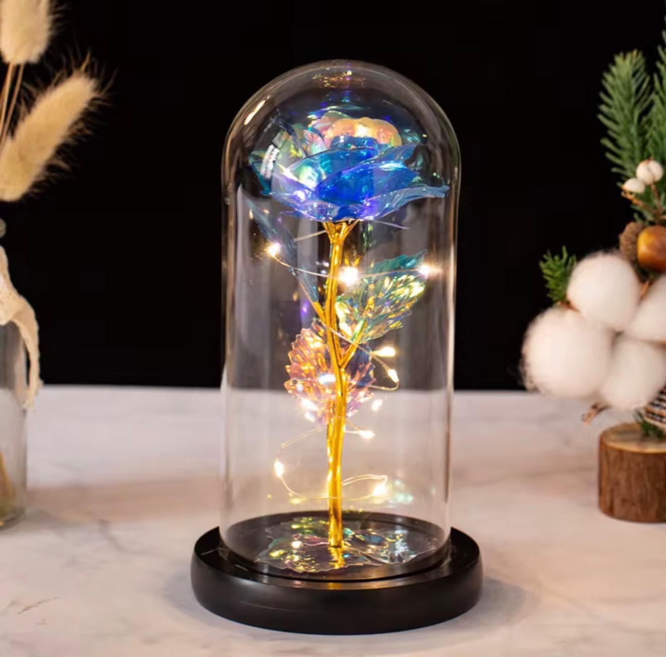 Eternal Forever Galaxy Rose Flower In Glass Dome LED Light Valentine's Day Gift gallery
