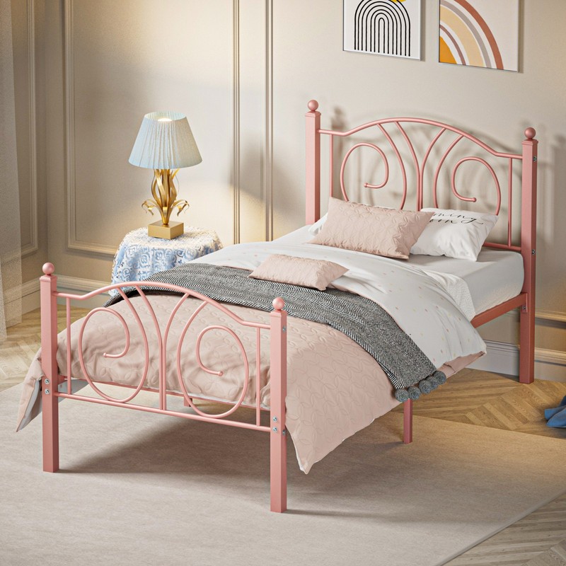 Twin Size Metal Platform Bed Frame with Headboard Footboard for Kids Small Room gallery