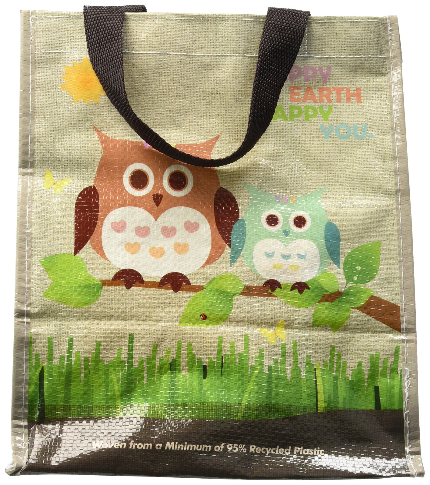 (5 Pack) Laminated Mini Woven Reusable Grocery Shopping Bags, made with a min... gallery
