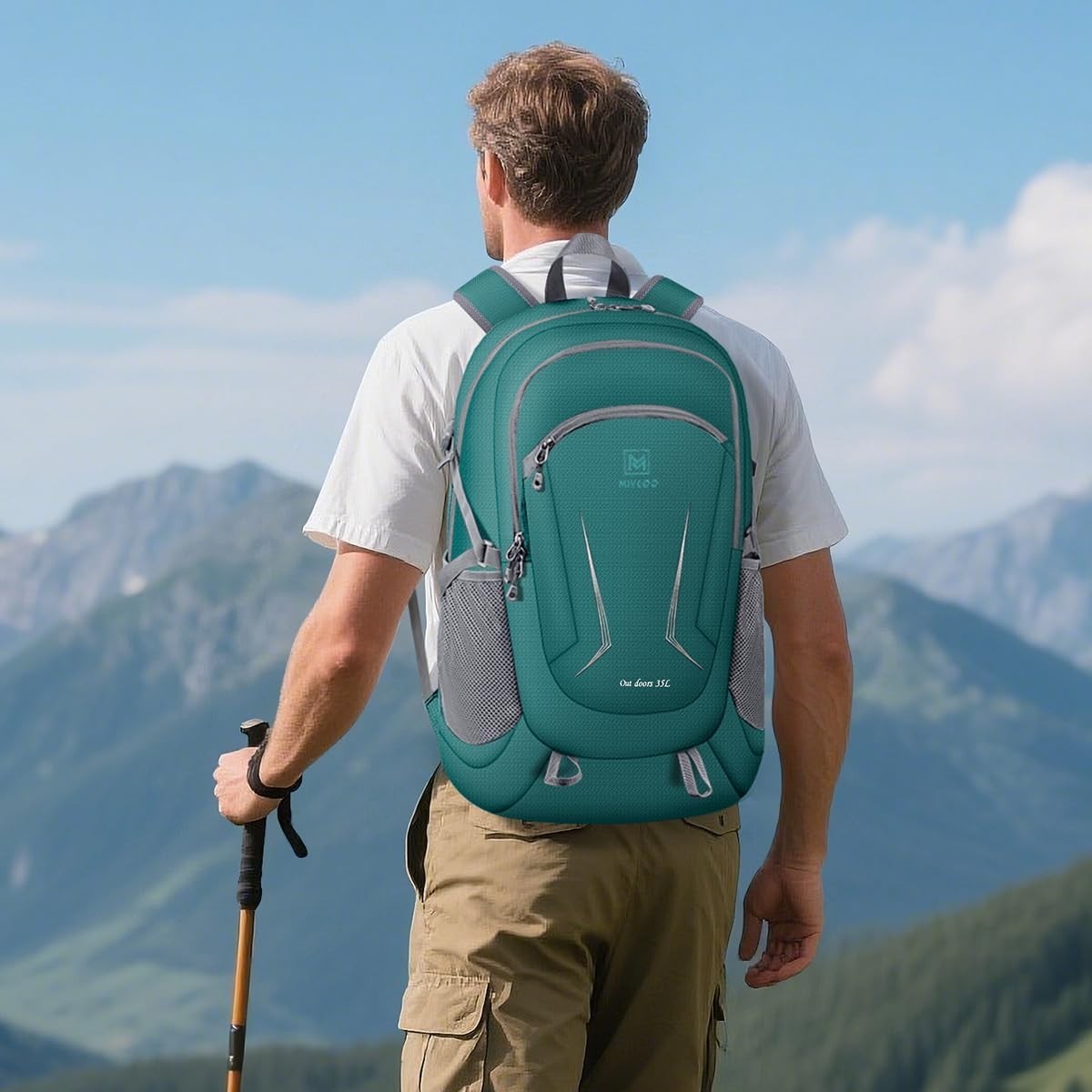 Travel-Ready 35L Packable Backpack with Adjustable Straps & Survival Whistle 4