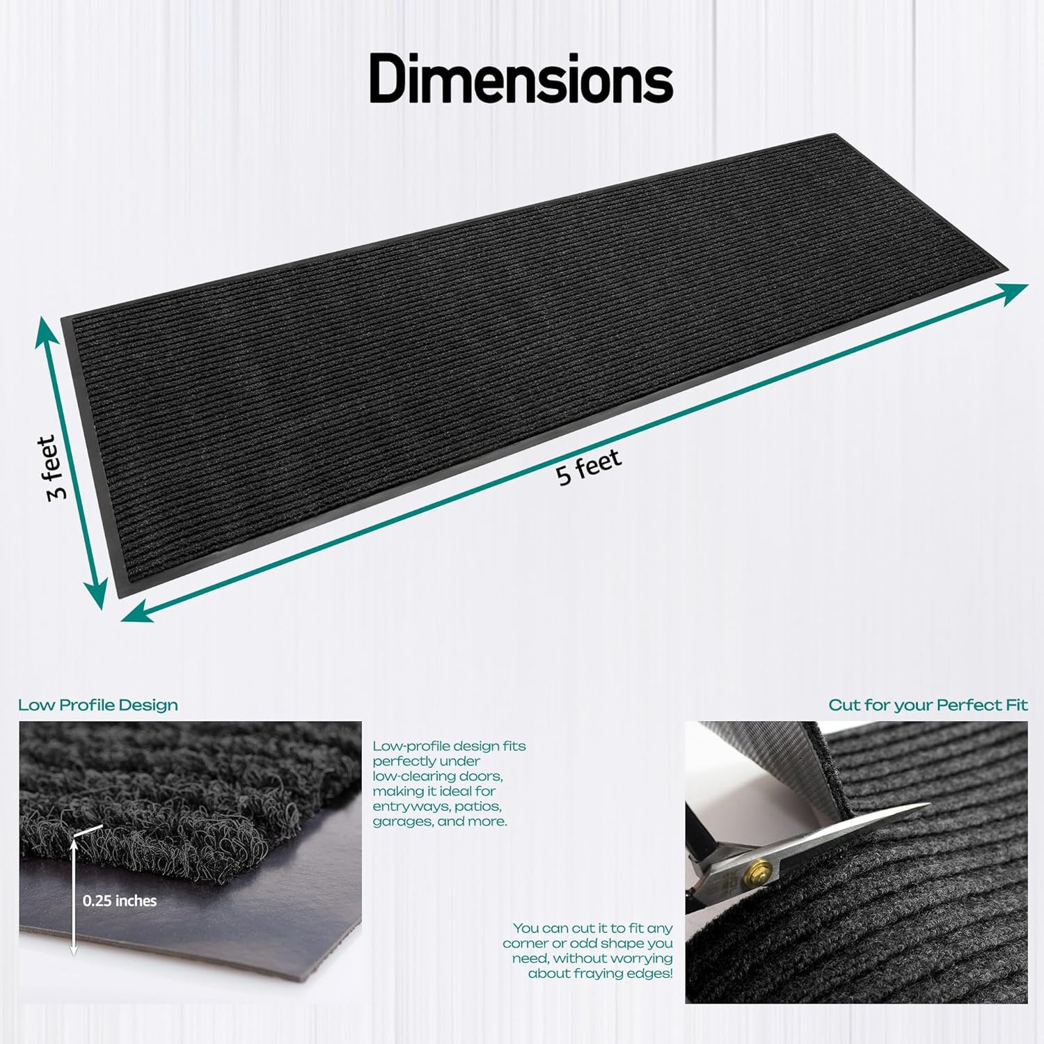 Heavy Duty Waterproof Door Mat - Low-Profile Indoor/Outdoor Entry Mat 3x5 ft gallery