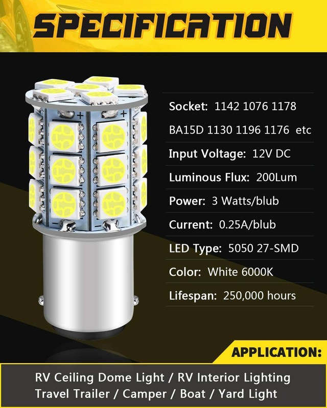 2 Bright White LED Light Bulbs for Bobcat T740, T770, T870 rear worklight 12V US gallery