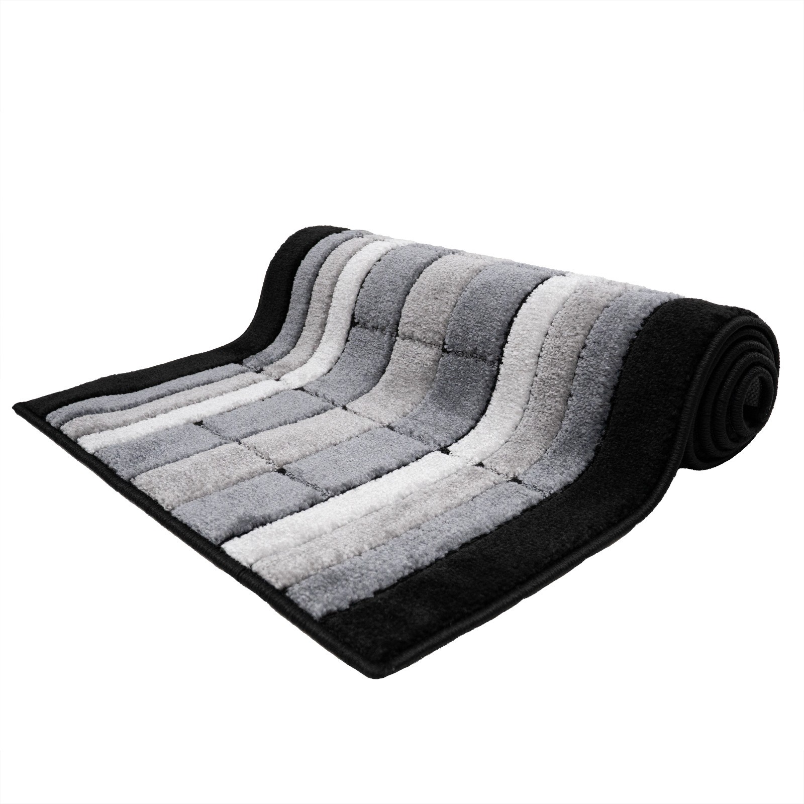Custom Size Square Design Grey Washable Non Skid Runners 26"/30"/36" Wide Option gallery