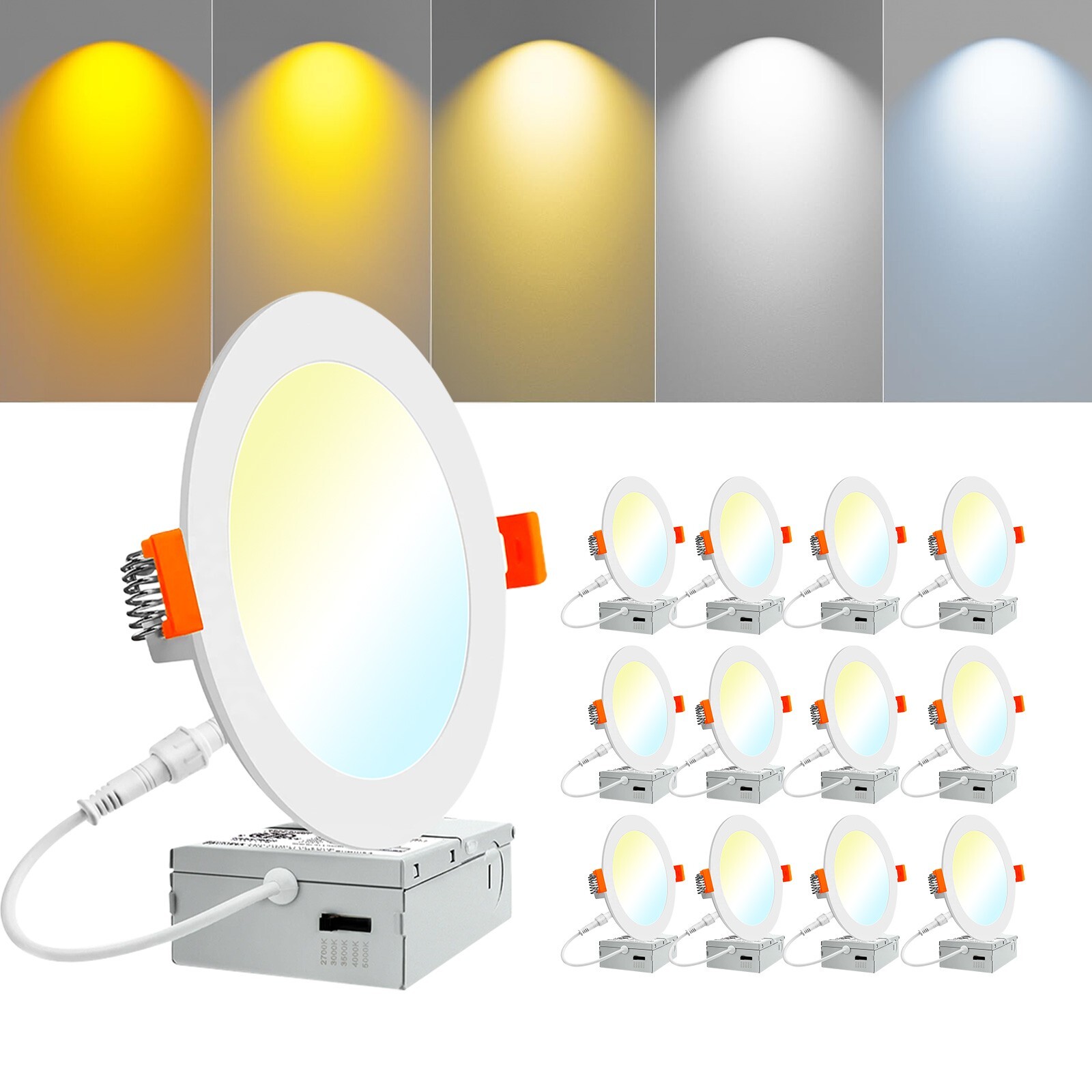 6 Inch 5CCT LED Recessed Ceiling Dimmable Light with Junction Box 2700K-5000K gallery