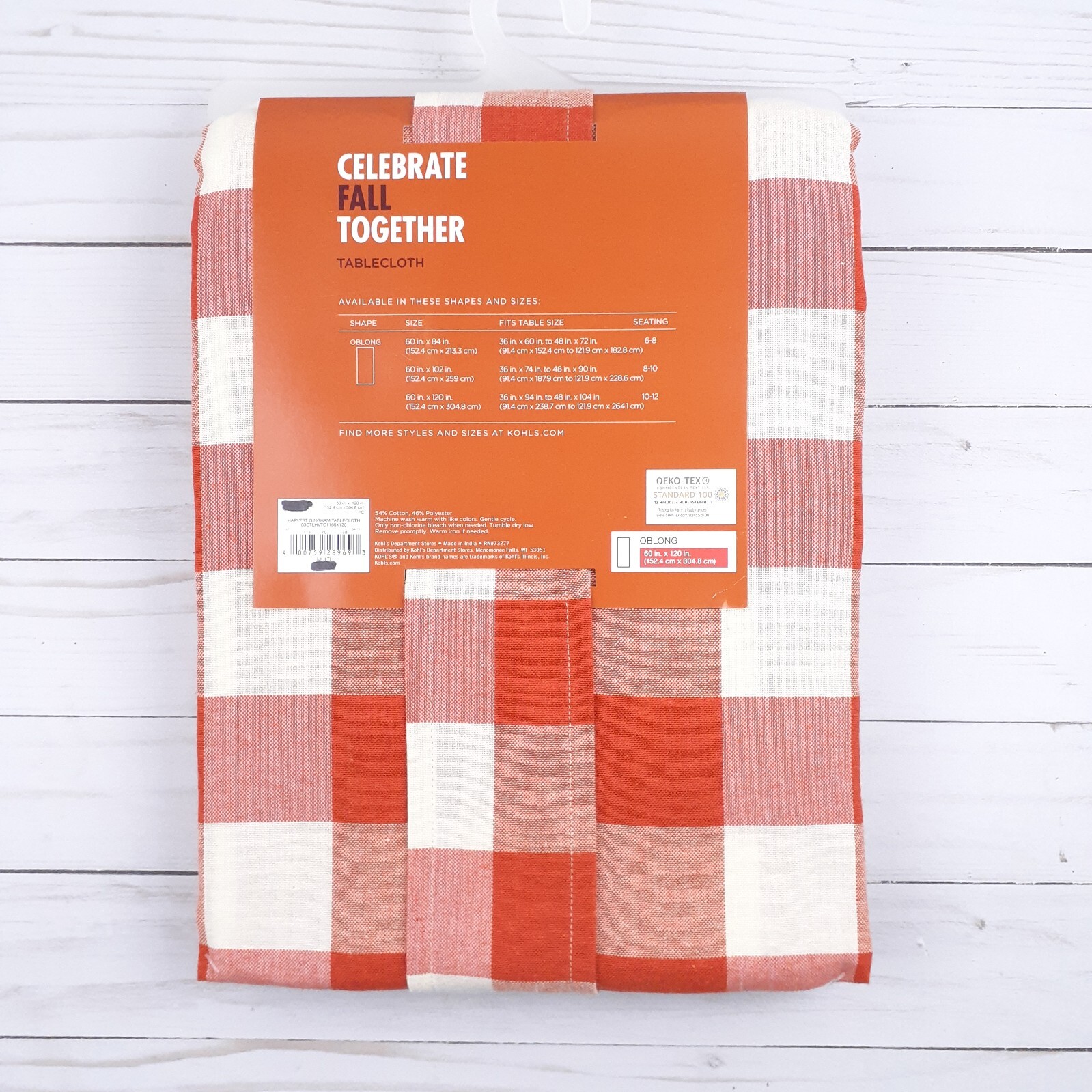 Fall Fabric Tablecloth 60x120 Harvest Gingham Plaid Orange gallery