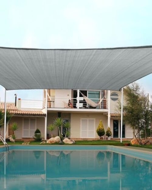 185G HDPE Sun Shade Sail Canopy 98% UV Block Outdoor 24 x 24 ft Gray Square gallery