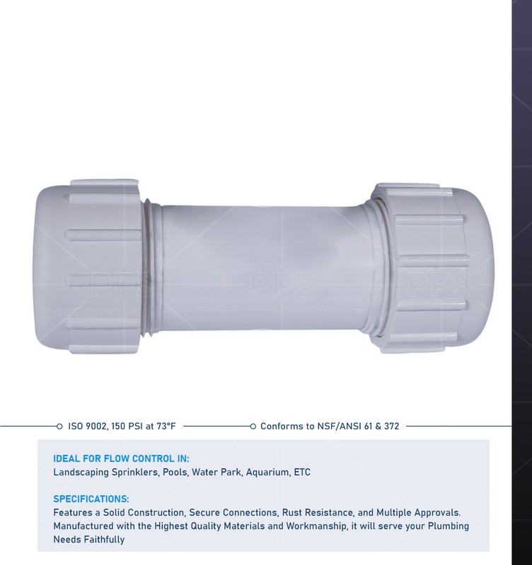 PVC Compression Coupling Pipe Fitting White Plastic Size 1/2" to 4" USA Stock gallery