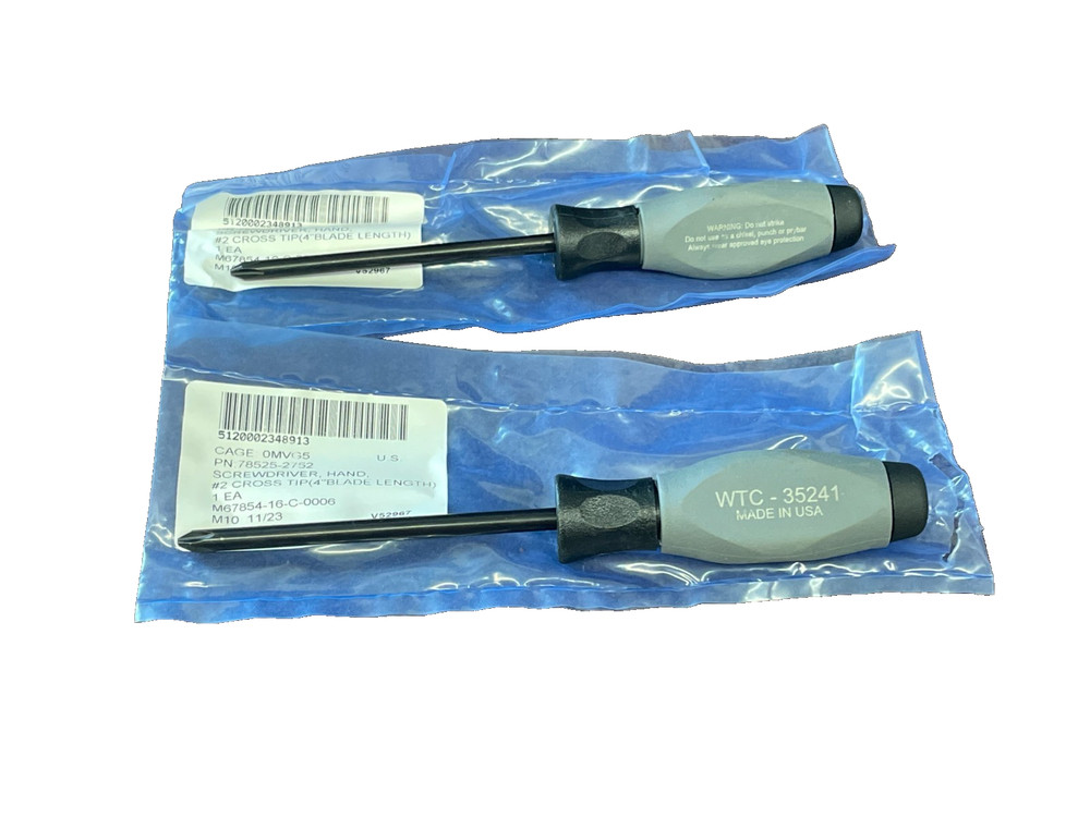 2 Wright Tool Co. WTC 35241 Hand Screwdriver #2 Phillips Cross Tip Set USA