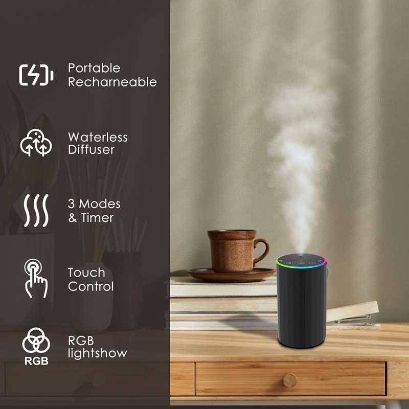 Waterless Essential Oil Diffuser | Cordless Nano Mist, 5/10/15/20ml, USB-C gallery