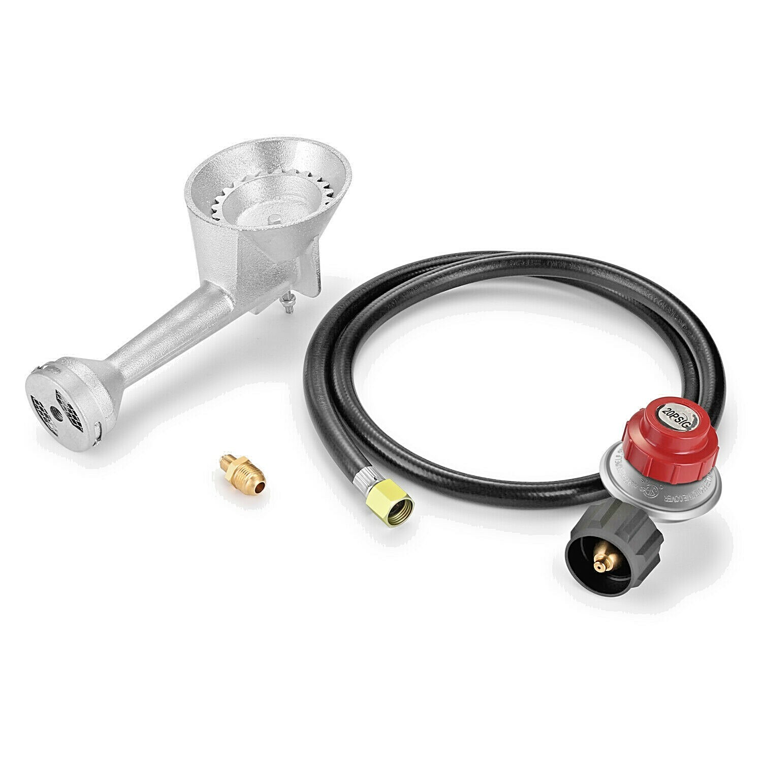 Propane Cast-Iron Round Burner & 4FT 20PSI High Pressure Regulator Hose& Fitting gallery