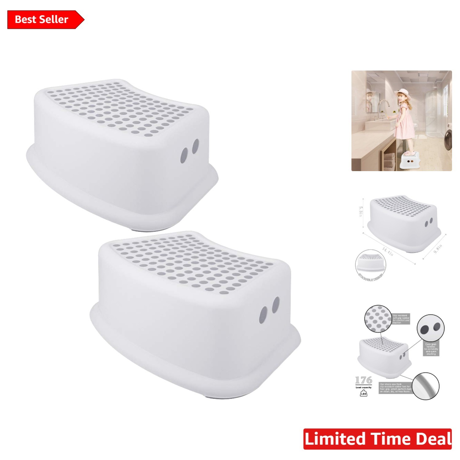 Must-Have Kids Step Stool 2-Pack - Safe, Stackable & Perfect for Potty Training gallery