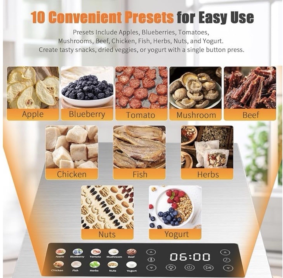 Food Dehydrator Machine, 14 Stainless Steel Food Dryer, 10 Presets, 48H Timer gallery