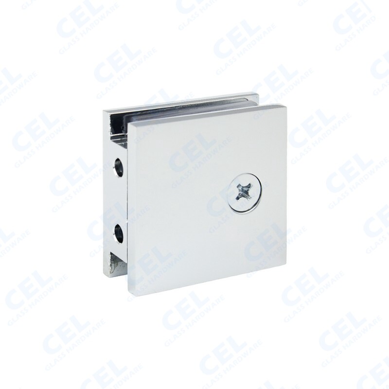 CEL 2" x 2" Solid Brass Square, Fixed Panel Clamp for Shower Door gallery