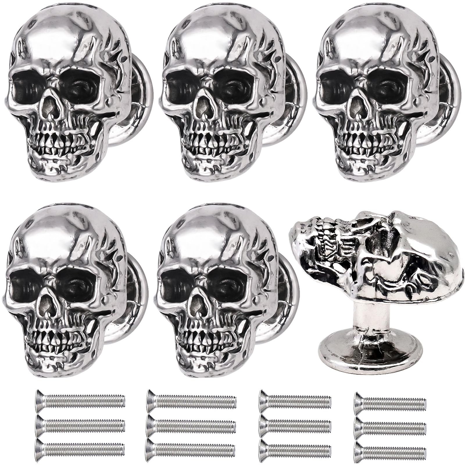 6 Pack Skull Skeleton Drawer Knobs, Vintage Single Hole Cabinets Pulls for Drawe gallery
