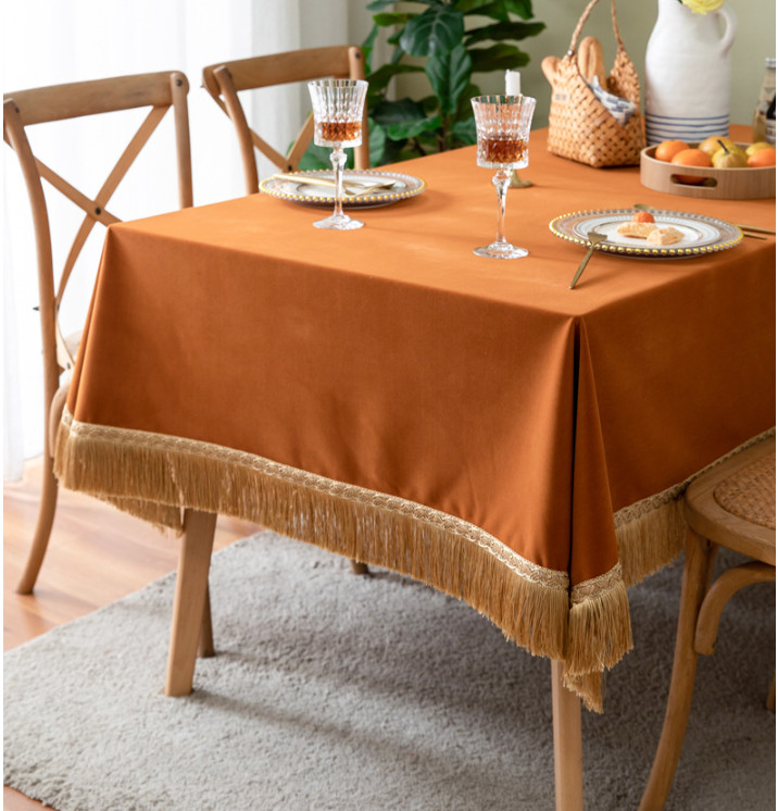 Tassels Chenille Table Cloth Rectangle Square Round Coffee Table Cover Washable gallery