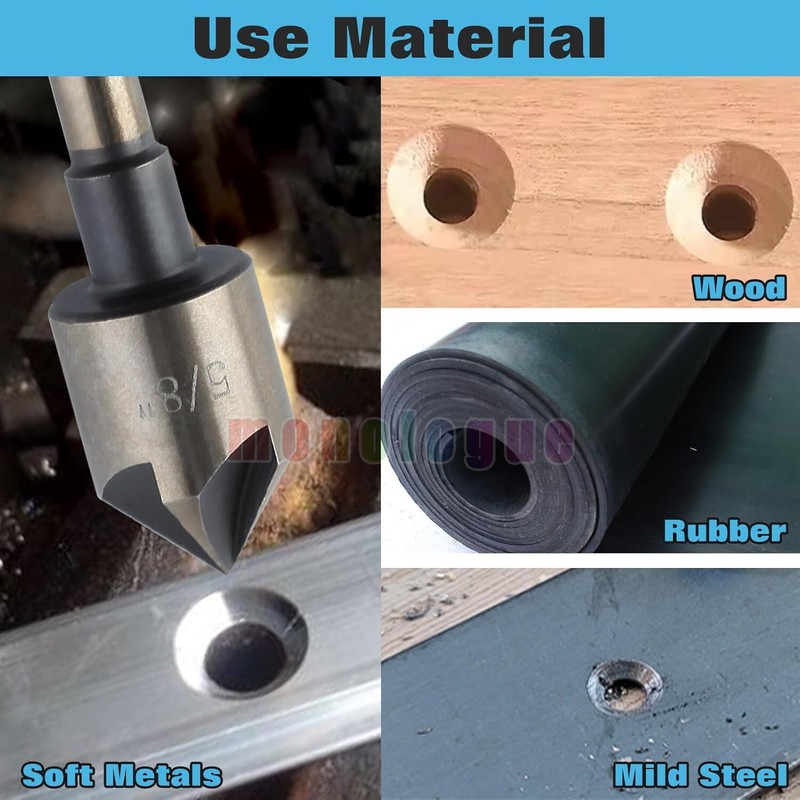5PC COUNTERSINK TOOL BIT SET COUNTER SINK FOR STEEL METAL WOOD PLASTIC ALUMINUM gallery