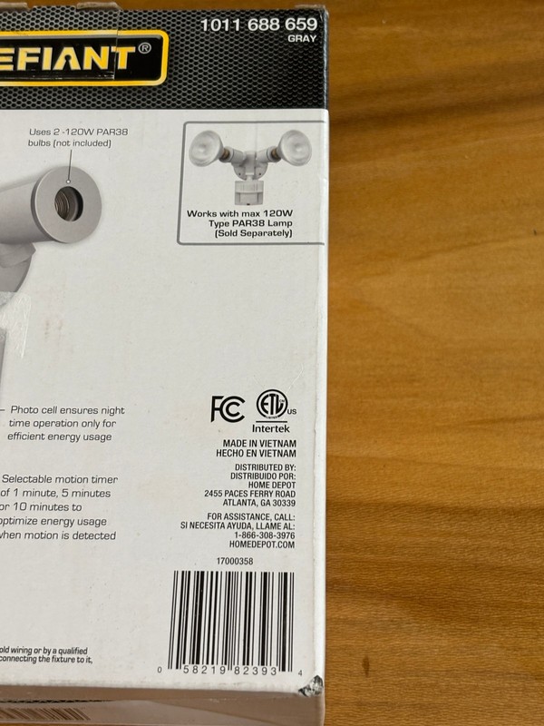 Defiant Motion Activated Flood Light Gray Wired 180° Detection New Open Box gallery