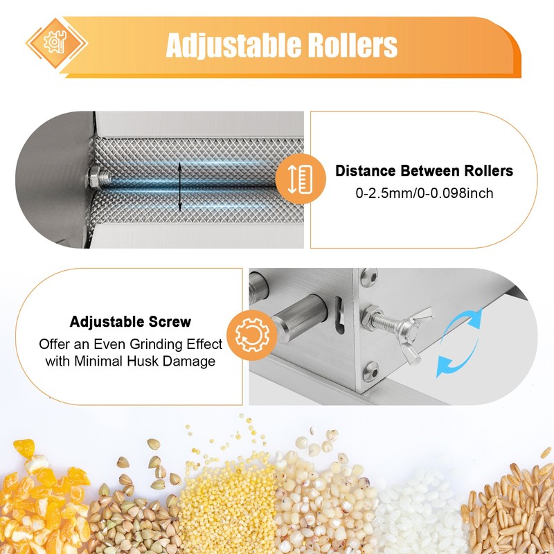 2 Roller Grain Crusher Double Roller Malt Mill Home Brewing Wheat Barley Grinder gallery