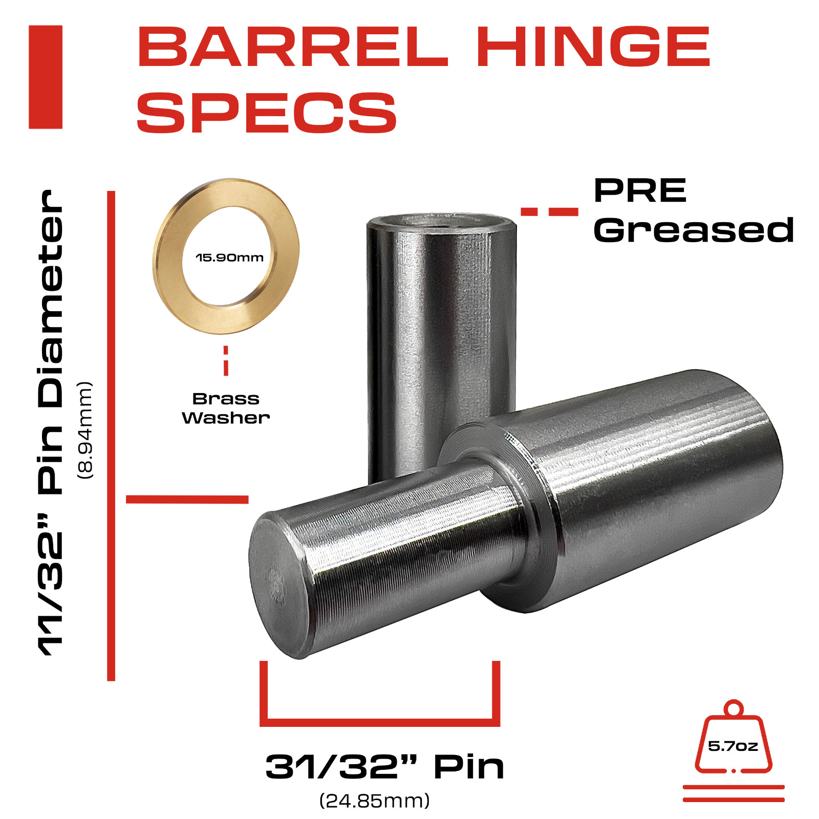 Sidco Supply 4 PCS - 3 Inch Weldable Barrel Hinges 3 Inch x 3/4 Inch Heavy Duty gallery