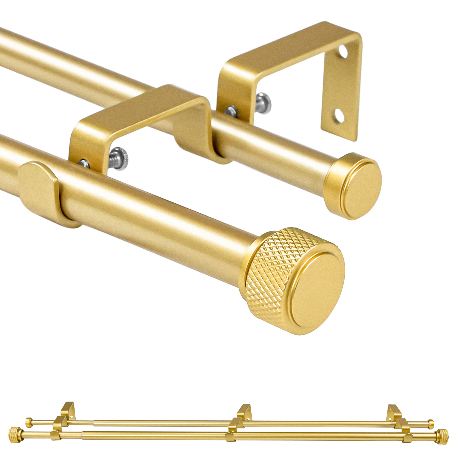 5/8" Diameter Adjustable Double Drapery Curtain Rod w/ Maniglia Finial gallery