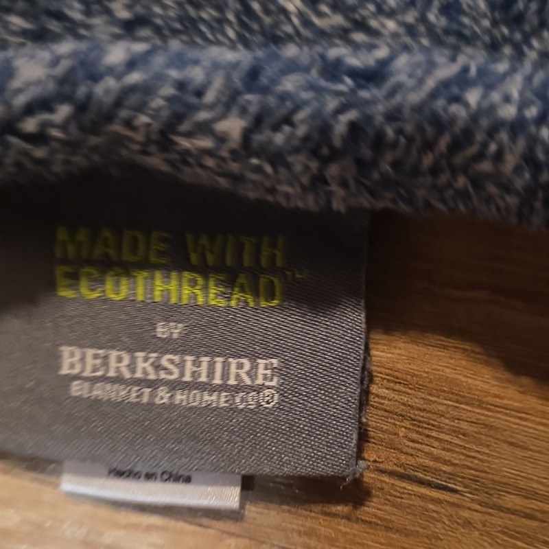 Berkshire EcoThread Blue Solid Throw Blanket, Rectangular, 67"x47", No Closure gallery