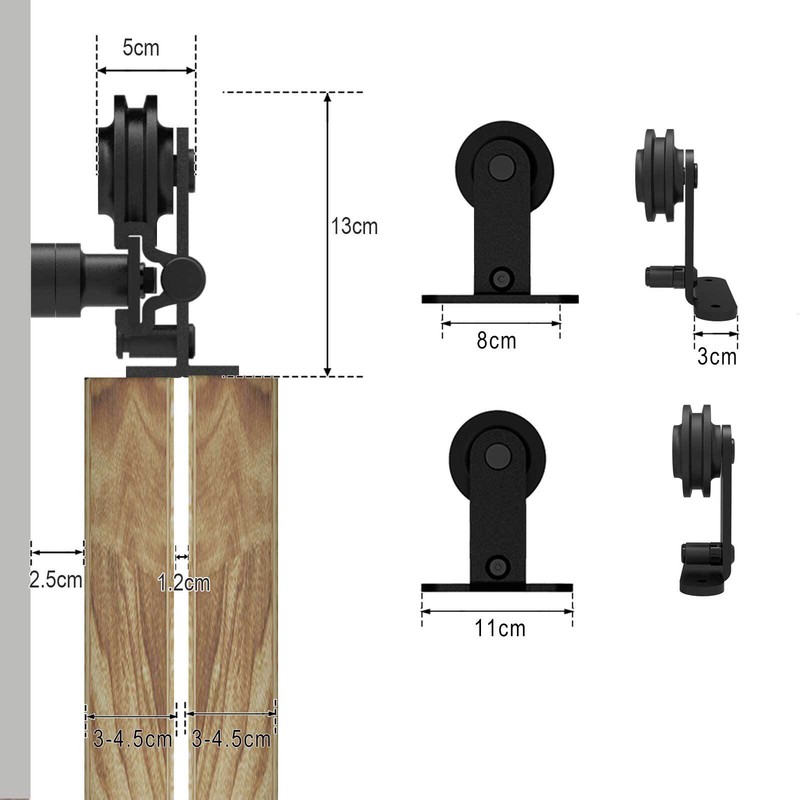 4-16FT Single Track Bypass Double Sliding Barn Door Hardware Kit Closet Roller gallery