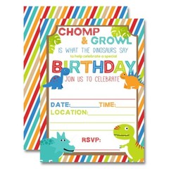 Dinosaur Chomp & Stomp Birthday Party Invitations for Kids set of 10