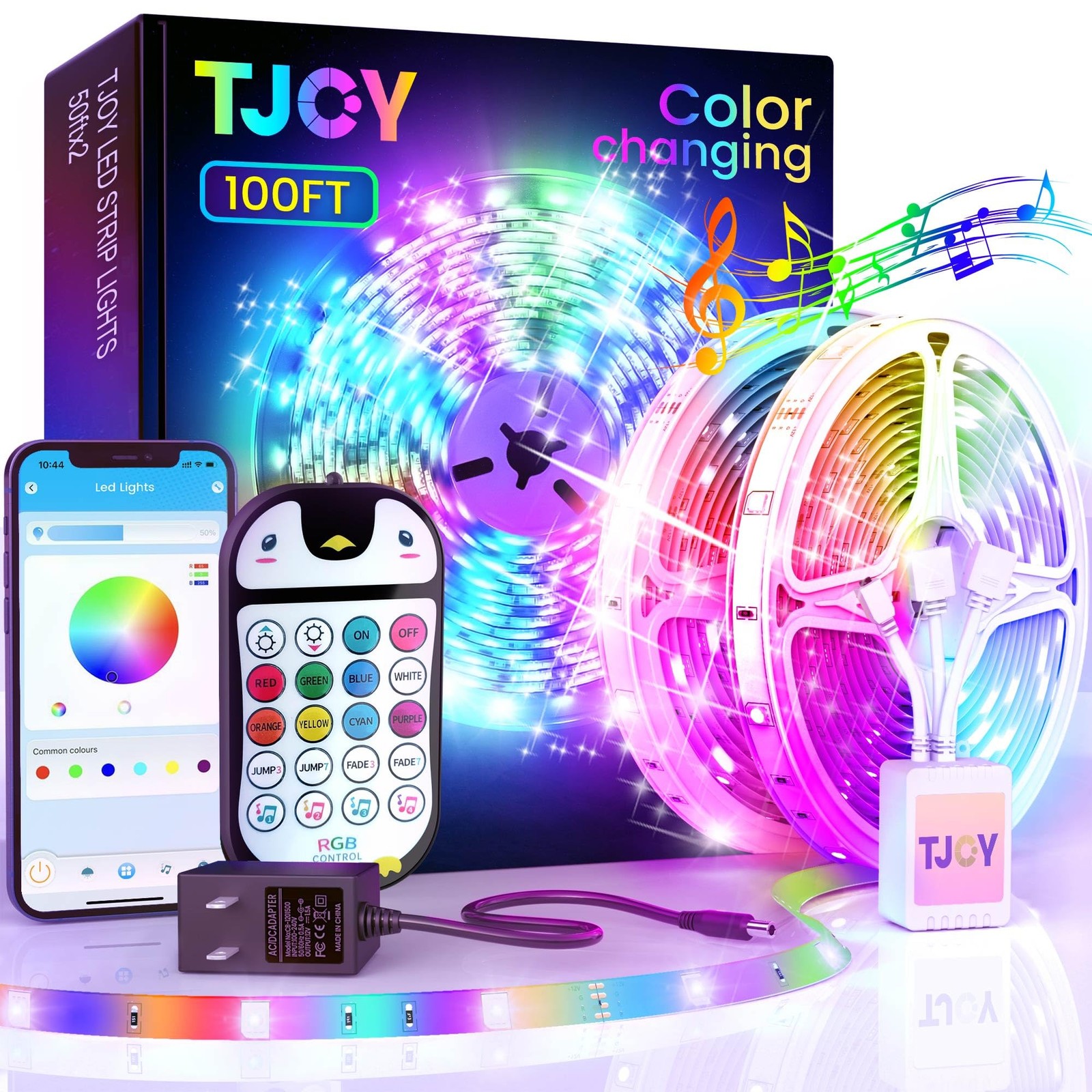 TJOY 100ft Kids Bluetooth LED Strip Penguin Remote, Multicolor gallery