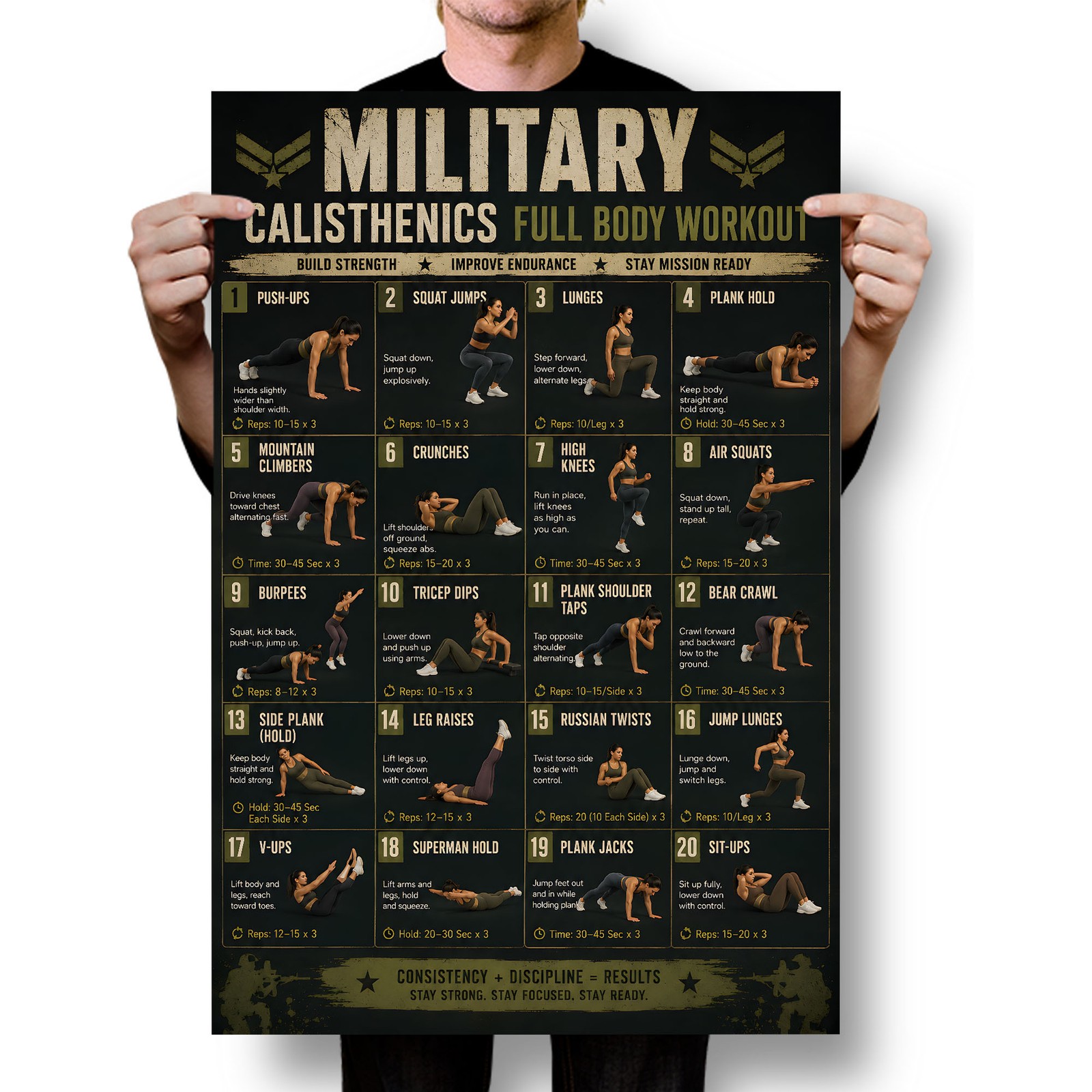 Military Calisthenics Full Body Workout Infographic Fan Collect - POSTER 20"x30" gallery