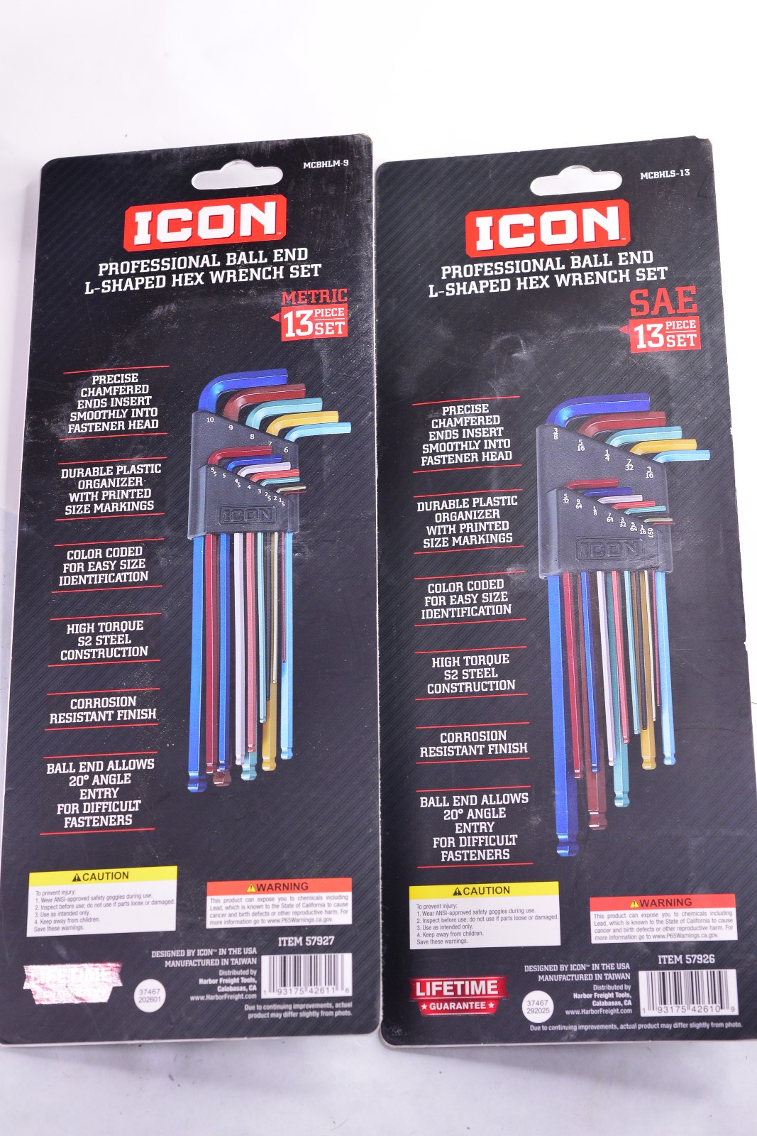 Icon Ball End L-Shaped Hex Wrench Set SAE & Metric S2 Steel 26 tools total gallery