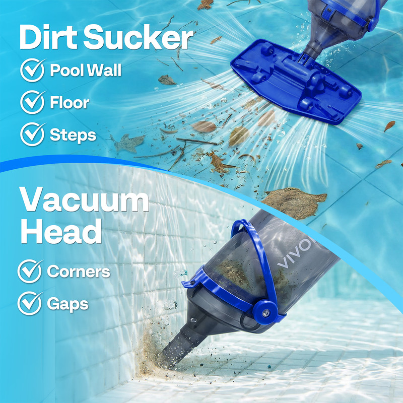 Cordless Pool Vacuum with Telescopic & Extension Poles 9.12ft, 18.5 GPM Suction gallery