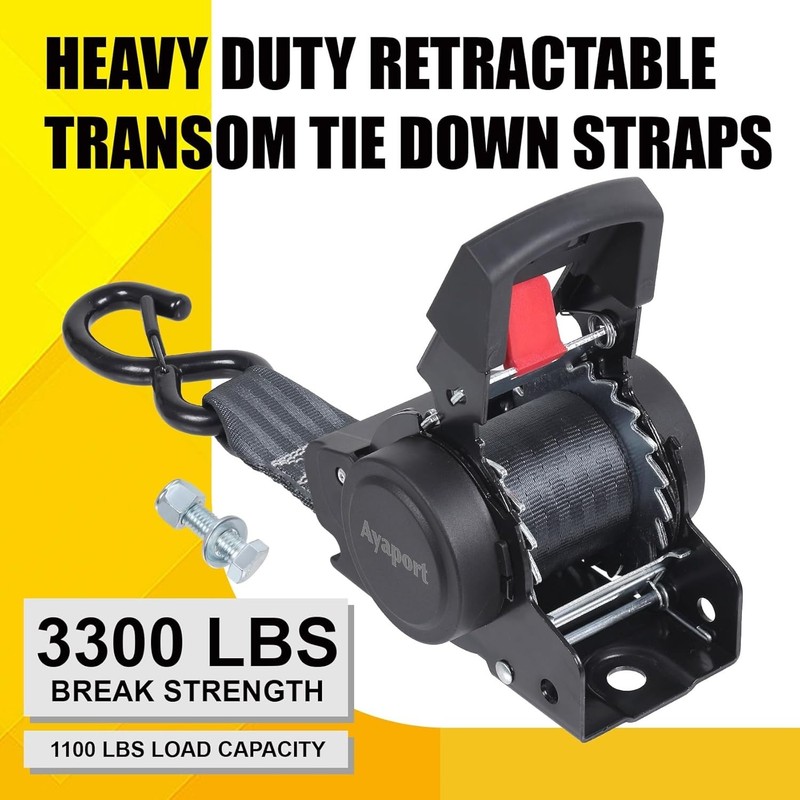 2PK Retractable Ratchet Straps 2" x 6ft 3300lbs Bolt-On Tie Down gallery