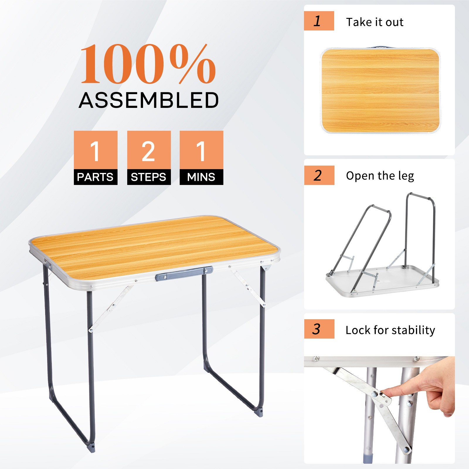 2.3FT Portable Plastic Folding Table Perfect for Outdoor Garden Dining Party gallery
