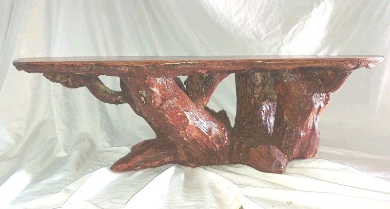 Asian Bonsai Table Solid Wood Cottagecore 32x18x11" Manzanita & Rosewood Inlaid gallery