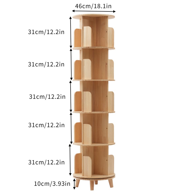 5 Tier 360 Rotating Bookshelf Bookcase Storage Shelf Freestanding Display Rack gallery