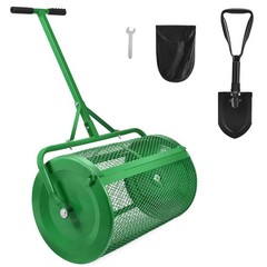 Compost Spreader, 24″ Upgraded Peat Moss Spreader with 3 Heights, Top Soil Sprea