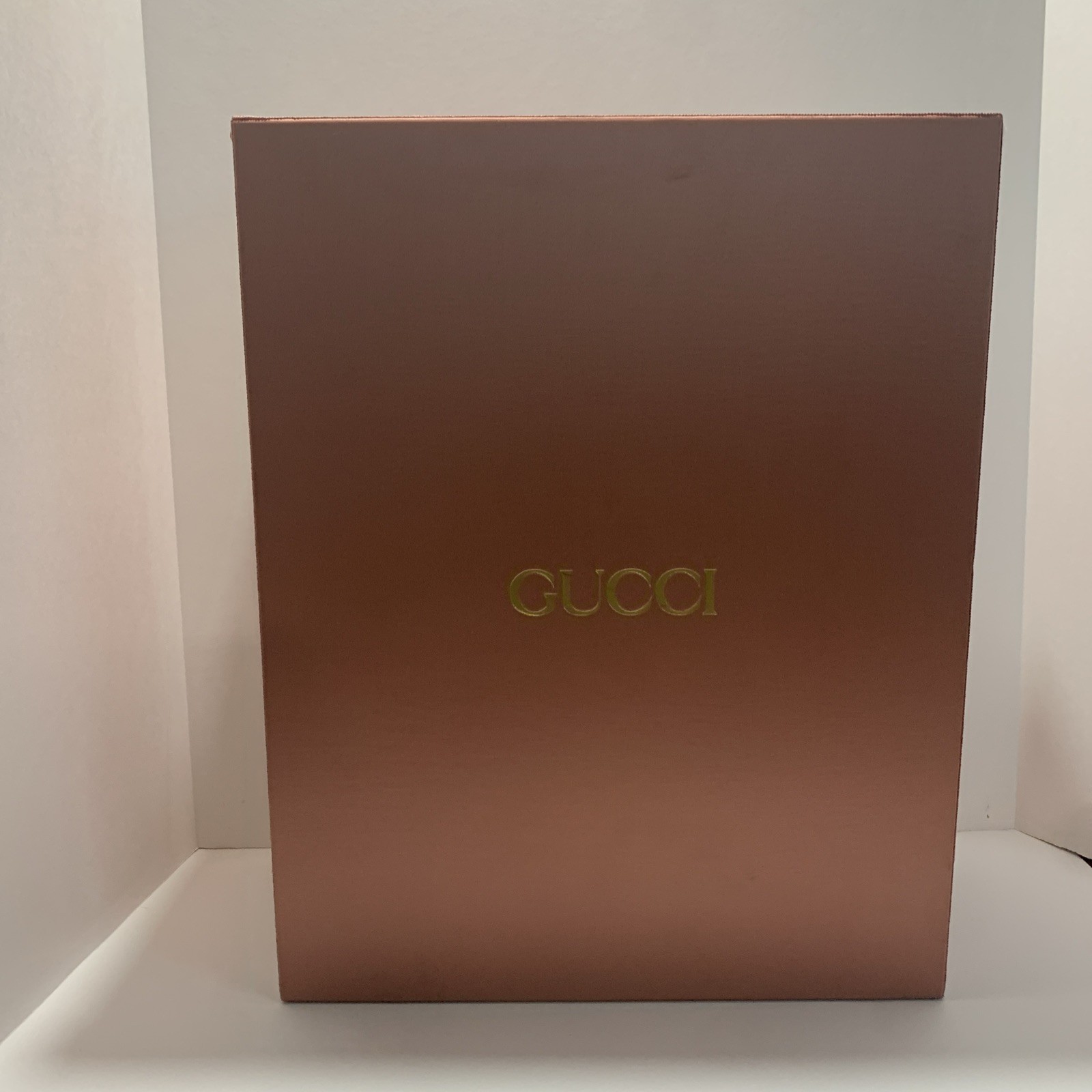 Pink Gucci Display Empty Box With Quilted Green Interior 19x15 Inches Height 7” gallery