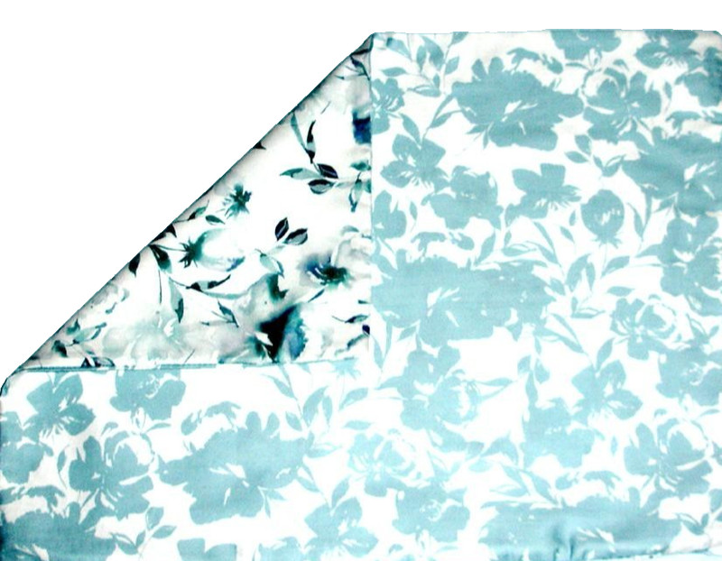 Sferra Duchesse Standard Sham Reversible Cadet Blue Florals on Cotton Sateen NEW gallery