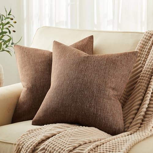 Rustic Cotton Linen Throw Pillow Covers Set of 2, 22" x 22" (Pack of 2) Brown gallery